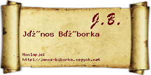 János Bíborka névjegykártya